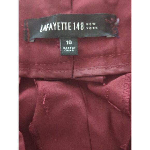 Lafayette 148 Burgundy Virgin Wool Blend Straight Leg Trouser Pants Size 10 - Picture 8 of 8